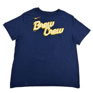 Milwaukee Brewers Shirt Men's XL‎ Blue The Nike Tee Crew Neck Brew Crew MLB
